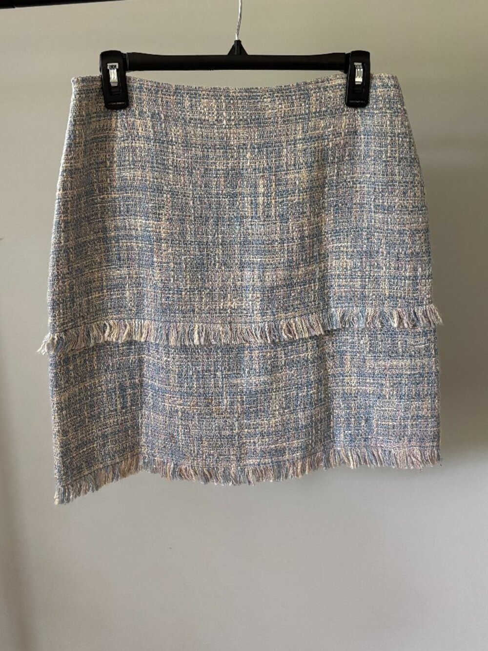 Philippe Adec Paris Fringe-Trim Boucle Tweed Skirt — Size 6/40 NWT